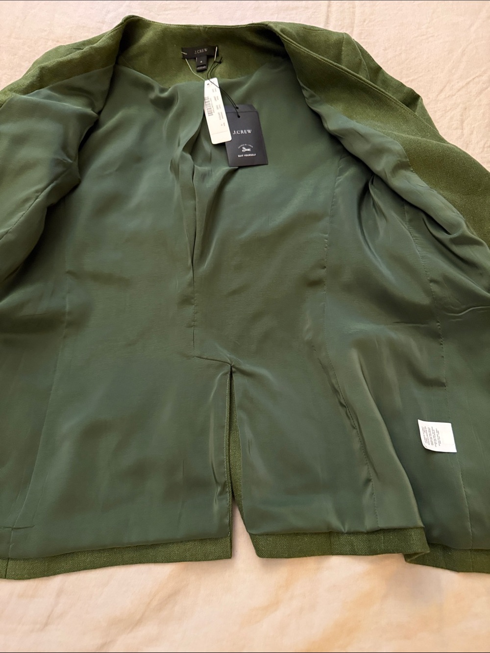 J.Crew Olive Green Womens Linen Tailored Blazer Jacket size 4 - Picture 7 of 13